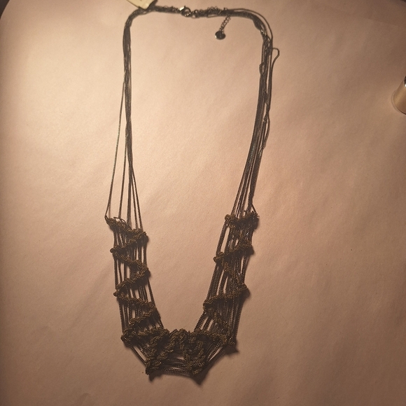 Talbots Necklace Multi Strand Gun Metal Long Chain Knotted Design Gothic NWT - Picture 9 of 9